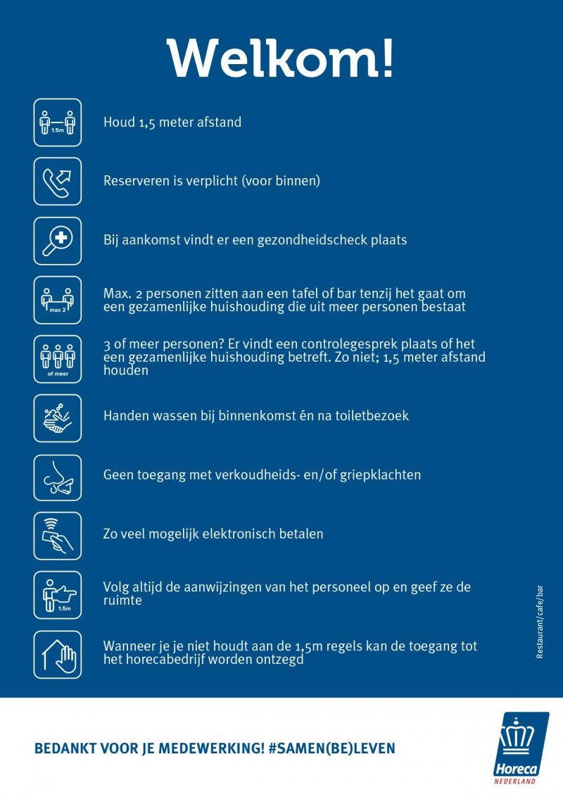 1 DEF A4 spelregels protocol gasten NL Restaurant cafe bar Hotel meeting Fastservice